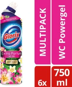 Glorix WC Powergel Toiletreiniger Pink Flower - 6 X 750 Ml - Voordeelverpakking -Huishoudelijke Artikelen Winkel 1003x1200