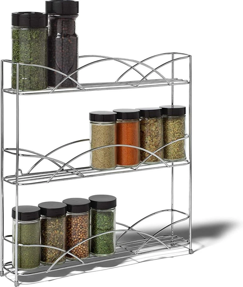KitchenBrothers Kruidenrek - Staand - Voor 21 Potjes - 3 Laags - Chroom 3 KitchenBrothers Kruidenrek - Staand - Voor 21 Potjes - 3 Laags - Chroom