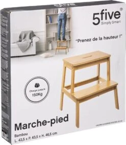 5Five - Bamboe Keukentrapje/opstapje Met 2 Treden 47 Cm - Keuken/badkamer Krukjes -Huishoudelijke Artikelen Winkel 1043x1200