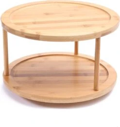 Merkloos Decopatent® Kruidenrek / Fruitschaal Bamboe - Rond - Kruiden Carrousel - Draaibaar - Staand Bamboe Specerijenrek Draaiplateau - Fruitrek -Huishoudelijke Artikelen Winkel 1131x1200 1