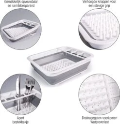 Amazy Afdruiprek Opvouwbaar & Bpa-vrij - Afdruiprek Voor Het Drogen Van Bestek, Borden, Glazen & Flessen - Afdruipmat In Grijs-wit Van Kunststof & Silicone Voor Gootsteen, Spoelbakken, Keuken -Huishoudelijke Artikelen Winkel 1160x1200 1