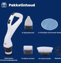 B-care Elektrische Schoonmaakborstel - 4 Opzetstukken - Wasborstel - Poetsmachine - Schrobborstel - Handborstel - Werkborstel - Schrobber - Boorborstel - Schoonmaakmiddelen - Reinigingsborstel -Huishoudelijke Artikelen Winkel 1160x1200