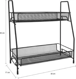 QUVIO Kruidenrekken Staal - Kruidenrek Staand - Kruidenrekken Zwart - Opbergrek - Opbergrekken Breedte Van 25 Tot 50 Cm - Opbergrek Zwart - Keukenrek - Keukenrek Staand 2 Laags - Zwart - Metaal -Huishoudelijke Artikelen Winkel 1167x1200 3
