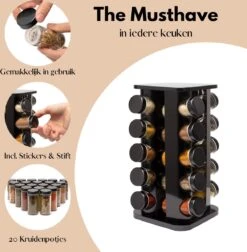 Pazzo Goods - Kruidenrek Staand - Kruidenrek Met Potjes - Zwart - RVS - Kruidenrek Draaibaar - 20 Kruidenpotjes - Inclusief Stickers & Stift - Kruiden Carrousel 14 Pazzo Goods - Kruidenrek Staand - Kruidenrek Met Potjes - Zwart - RVS - Kruidenrek Draaibaar - 20 Kruidenpotjes - Inclusief Stickers & Stift - Kruiden Carrousel -Huishoudelijke Artikelen Winkel 1174x1200 6