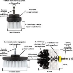 Kibani 9 Delige Borstelset Voor Boormachine - Wit, Rood, Geel - Voor Wielen, Tapijt, Bekleding, Beton En Steen | Schrobborstel – Boorborstel – Schuurborstel - Borstel Boormachine – Schoonmaakborstel – Reinigingsborstel – Tapijtreiniger - Borstelset -Huishoudelijke Artikelen Winkel 1197x1200 3