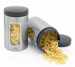 Brabantia Voorraadbus - 1,4 L - Matt Steel Fingerprint Proof / Matt Black Deksel - Met Venster -Huishoudelijke Artikelen Winkel 1200x1060 1