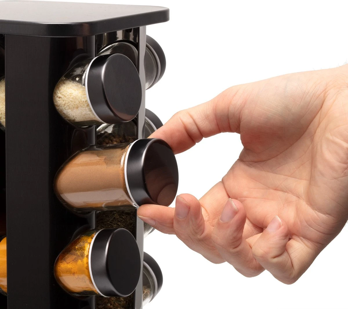 Pazzo Goods - Kruidenrek Staand - Kruidenrek Met Potjes - Zwart - RVS - Kruidenrek Draaibaar - 20 Kruidenpotjes - Inclusief Stickers & Stift - Kruiden Carrousel 7 Pazzo Goods - Kruidenrek Staand - Kruidenrek Met Potjes - Zwart - RVS - Kruidenrek Draaibaar - 20 Kruidenpotjes - Inclusief Stickers & Stift - Kruiden Carrousel - Afbeelding 5