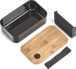 Lunchtrommel/broodtrommel 2-vaks Zwart/naturel Bamboe 19 X 7 Cm - Keukenbenodigdheden - Lunch/brood Meenemen - Trommels/boxen -Huishoudelijke Artikelen Winkel 1200x1088 1