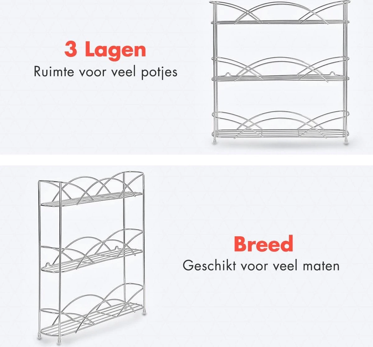 KitchenBrothers Kruidenrek - Staand - Voor 21 Potjes - 3 Laags - Chroom 6 KitchenBrothers Kruidenrek - Staand - Voor 21 Potjes - 3 Laags - Chroom - Afbeelding 4
