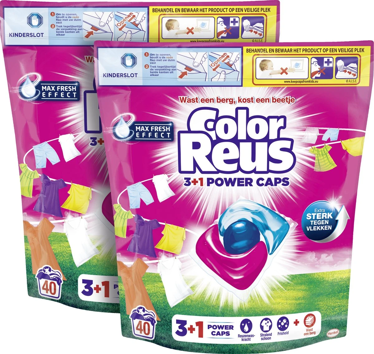 Color Reus Power Caps Wascapsules – Wasmiddel Capsules – Voordeelverpakking – 2x40 Wasbeurten 4 Color Reus Power Caps Wascapsules – Wasmiddel Capsules – Voordeelverpakking – 2x40 Wasbeurten - Afbeelding 2