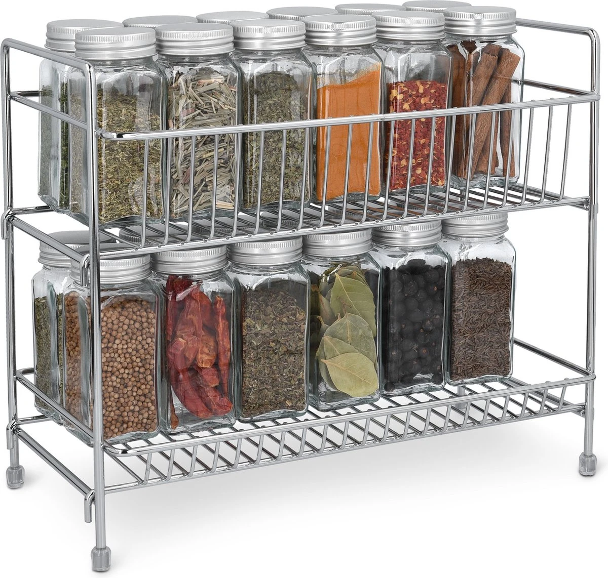 Navaris Stalen Kruidenrekje 2 Laags - Kruidenrek Staand - Rek Voor Kruidenpotjes En Glaasjes - Multifunctionele Organizer Voor Keuken En Badkamer 3 Navaris Stalen Kruidenrekje 2 Laags - Kruidenrek Staand - Rek Voor Kruidenpotjes En Glaasjes - Multifunctionele Organizer Voor Keuken En Badkamer