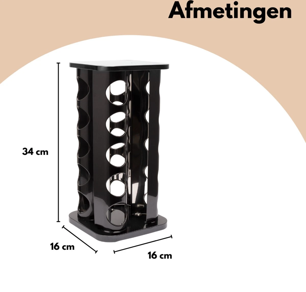 Pazzo Goods - Kruidenrek Staand - Kruidenrek Met Potjes - Zwart - RVS - Kruidenrek Draaibaar - 20 Kruidenpotjes - Inclusief Stickers & Stift - Kruiden Carrousel 6 Pazzo Goods - Kruidenrek Staand - Kruidenrek Met Potjes - Zwart - RVS - Kruidenrek Draaibaar - 20 Kruidenpotjes - Inclusief Stickers & Stift - Kruiden Carrousel - Afbeelding 4