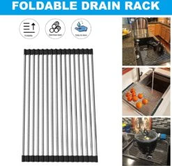 IBright Oprolbare Afdruiprek - Pannen Rooster Hittebestendig - Afdruiprooster - Pannenonderzetter - RVS Zwart -Huishoudelijke Artikelen Winkel 1200x1155 6