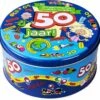 Merkloos 50 Jaar Snoeptrommel/voorraadtrommel 14 X 7,5 Cm - 50e Verjaardag - Abraham/Sarah Cadeau / Versiering -Huishoudelijke Artikelen Winkel 1200x1165 1