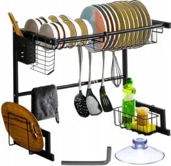 Afdruiprek Droger Zwart Voor Bestek Boven De Gootsteen 65 Cm X 29 Cm X 52 Cm -Huishoudelijke Artikelen Winkel 1200x1167 4