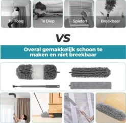 Novabeau® - Telescopische Plumeau – Plumeau Met Telescoopsteel – Ragebol – Uitschuifbaar – Grijs – 3-delige Set -Huishoudelijke Artikelen Winkel 1200x1169 2