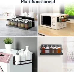 Dieux® - Magnetisch Kruidenrek - Ophangbaar Opbergrek - Keukenrek - Complete Set - Aanrecht Organiser - Badkamerrek - Wandrek - Staal - Zwart - Pasen -Huishoudelijke Artikelen Winkel 1200x1170 9
