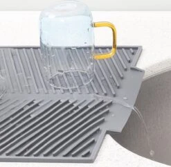 Navaris Siliconen Droogmat Met Afvoer - Aanrecht Droogmat Voor Afwas, Borden, Bestek, Glazen - Grijs -Huishoudelijke Artikelen Winkel 1200x1171 1