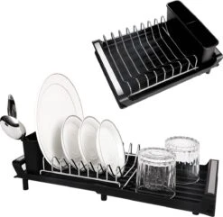 MIRI Afdruiprek – Afwasrek – Uitschuifbaar – Met Lekbak In Gootsteen – Afwas – Roestvrij Staal – Zwart -Huishoudelijke Artikelen Winkel 1200x1173 5