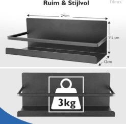 Dieux® - Magnetisch Kruidenrek - Ophangbaar Opbergrek - Keukenrek - Complete Set - Aanrecht Organiser - Badkamerrek - Wandrek - Staal - Zwart - Pasen -Huishoudelijke Artikelen Winkel 1200x1178 10