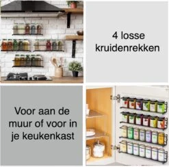 Kruidenrek Ophangbaar Kruidenpotjes Wandrek Organizer Keuken Accessoires - Zwart - Geschikt Voor Bijna Alle Kruidenpotjes -Huishoudelijke Artikelen Winkel 1200x1186 5