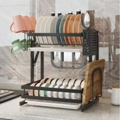 Doogo® Afdruiprek Met Lekbak 2 Laags – Inklapbaar - Muur Hangen Mogelijke - Afwasrek – Met 2 Lekbakken – Extra Accessories Voor Servies En Snijplanken - RVS -Huishoudelijke Artikelen Winkel 1200x1195 10