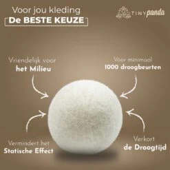 Merkloos Droger Ballen XL 8 Stuks – Zero Waste Dryer Balls - Duurzaam – Wasverzachter – Herbruikbare Drogerballen – Droogt De Was Sneller – Tiny Panda -Huishoudelijke Artikelen Winkel 1200x1199 26