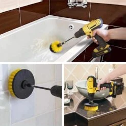 Merkloos 4-delige Borstelset Voor Boormachine - Inclusief Verlengstuk - Opzetborstels - Schrobborstel - Schuurborstel - Schoonmaakborstel - Tapijtreiniger - Brush - Geel - Gratis Verzending -Huishoudelijke Artikelen Winkel 1200x1199 4