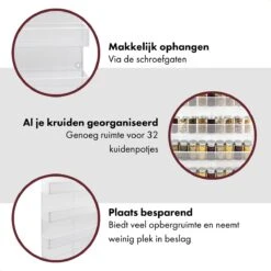 QUVIO Groot Kruidenrek - Staal - Wit - Ophangbaar - Voor 32 Kruidenpotjes - 4 Laags -Huishoudelijke Artikelen Winkel 1200x1200 1030