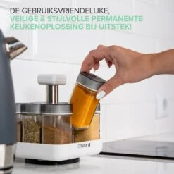 Coninx Kruidenrek Staand - Draaiend Kruidenrek Met Glazen Potjes - Kruidencarrousel Draaibaar - 8 Kruidenpotjes - Wit / RVS -Huishoudelijke Artikelen Winkel 1200x1200 1038