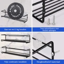 Merkloos Friendly Kitchen - Zwart Ophangbaar Kruidenrek - Modern Strak Kruidenrekje - Staal -Huishoudelijke Artikelen Winkel 1200x1200 1046