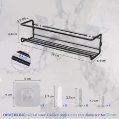 Merkloos Friendly Kitchen - Zwart Ophangbaar Kruidenrek - Modern Strak Kruidenrekje - Staal -Huishoudelijke Artikelen Winkel 1200x1200 1047