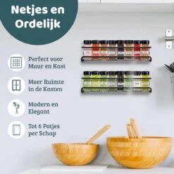 Mmoods Kruidenrek Ophangbaar Zonder Boren - 4 Laags Voor 24 Kruidenpotjes - Speciaal Voor Muur, Wandkast, Kastdeur - Hangende Kruidenorganizer Keuken - Keukenaccessoires -Huishoudelijke Artikelen Winkel 1200x1200 1054