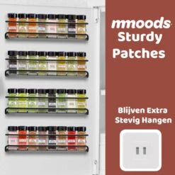 Mmoods Kruidenrek Ophangbaar Zonder Boren - 4 Laags Voor 24 Kruidenpotjes - Speciaal Voor Muur, Wandkast, Kastdeur - Hangende Kruidenorganizer Keuken - Keukenaccessoires -Huishoudelijke Artikelen Winkel 1200x1200 1055