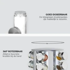 SensaHome 360 Graden Roteerbare Kruidencarrousel - Kruidenrek/Kruidenmolen - 20 Kruidenpotjes - 5 Laags - Draaibaar - 20 Specerijen Potjes - Specerijenmolen -Huishoudelijke Artikelen Winkel 1200x1200 1057