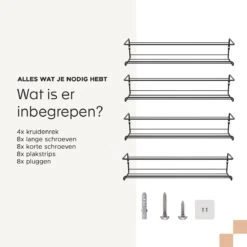 Noswo Kruidenrek Ophangbaar - Voor 24 Kruidenpotjes - 4 Stuks - Keukenrek Hangend - RVS - Zwart -Huishoudelijke Artikelen Winkel 1200x1200 1079