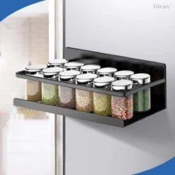 Dieux® - Magnetisch Kruidenrek - Ophangbaar Opbergrek - Keukenrek - Complete Set - Aanrecht Organiser - Badkamerrek - Wandrek - Staal - Zwart - Pasen -Huishoudelijke Artikelen Winkel 1200x1200 1082