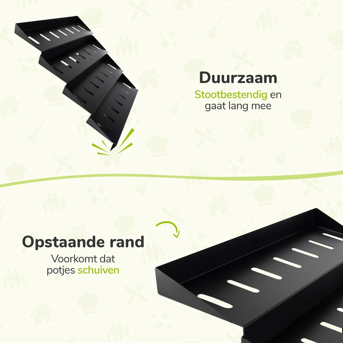 Kruidenrek Lade - Zwart - 4 Laags - Aluminium - Kruidenpotjes Opbergen 6 Kruidenrek Lade - Zwart - 4 Laags - Aluminium - Kruidenpotjes Opbergen - Afbeelding 4