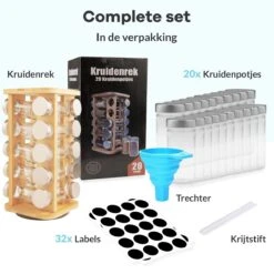 LuZana® Draaibaar Kruidenrek Staand Met Potjes - Bamboe- 20 Kruidenpotjes Met Strooideksel – Incl. Labels, Krijtstift En Trechter -Huishoudelijke Artikelen Winkel 1200x1200 1121