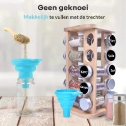 LuZana® Draaibaar Kruidenrek Staand Met Potjes - Bamboe- 20 Kruidenpotjes Met Strooideksel – Incl. Labels, Krijtstift En Trechter -Huishoudelijke Artikelen Winkel 1200x1200 1123