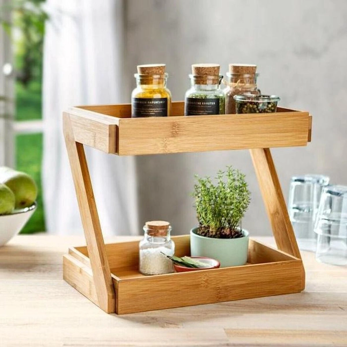 Merkloos Decopatent® 2 Laags Keuken Opbergrek - Staand Rek 2 Etages - Keukenrek - Bamboe Hout - Etagere Rek - Kruidenrek - Keuken Organizer 4 Merkloos Decopatent® 2 Laags Keuken Opbergrek - Staand Rek 2 Etages - Keukenrek - Bamboe Hout - Etagere Rek - Kruidenrek - Keuken Organizer - Afbeelding 2
