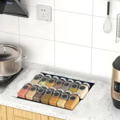 Kitchenful Kruidenrek Lade - Kruiden Organiser - 6 Stuks - Zwart - Verstelbaar - Metaal - Kruiden Opberger -Huishoudelijke Artikelen Winkel 1200x1200 1138