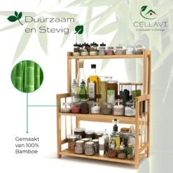 Cellavi Duurzaam Kruidenrek Staand Van Bamboe - Keukenrek Verstelbaar - Keuken Accessoires - Stevige Constructie - Multifunctioneel En Waterafstotend -Huishoudelijke Artikelen Winkel 1200x1200 1157