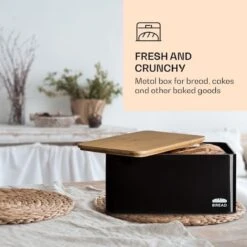 Klarstein Granrosi Oklahoma Broodtrommel - 35,5 X 15,5 X 23 Cm - Brooddoos Met Snijplank - Metaal & Bamboe -Huishoudelijke Artikelen Winkel 1200x1200 1183