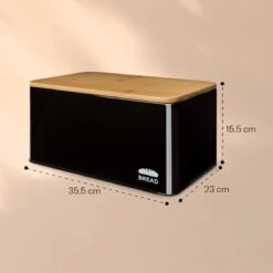 Klarstein Granrosi Oklahoma Broodtrommel - 35,5 X 15,5 X 23 Cm - Brooddoos Met Snijplank - Metaal & Bamboe -Huishoudelijke Artikelen Winkel 1200x1200 1184