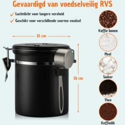 Koffie Bewaarbus Luchtdicht Met CO2 Uitlaat - Koffieblik Bewaarblik Voor 500 Gr Koffiebonen - Zwart - 1.2L 12 Koffie Bewaarbus Luchtdicht Met CO2 Uitlaat - Koffieblik Bewaarblik Voor 500 Gr Koffiebonen - Zwart - 1.2L -Huishoudelijke Artikelen Winkel 1200x1200 1215