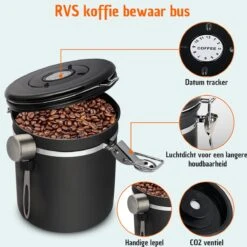 Koffie Bewaarbus Luchtdicht Met CO2 Uitlaat - Koffieblik Bewaarblik Voor 500 Gr Koffiebonen - Zwart - 1.2L 17 Koffie Bewaarbus Luchtdicht Met CO2 Uitlaat - Koffieblik Bewaarblik Voor 500 Gr Koffiebonen - Zwart - 1.2L -Huishoudelijke Artikelen Winkel 1200x1200 1219