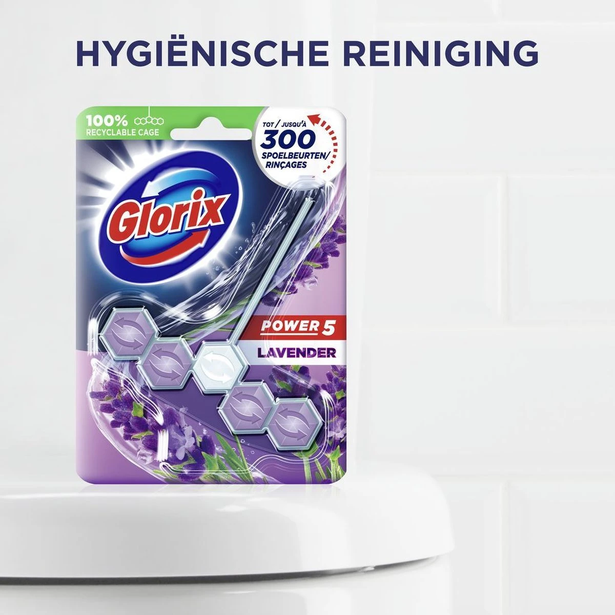 Glorix Power 5 Toiletblokken - Lavendel - 9 Stuks - Voordeelverpakking 6 Glorix Power 5 Toiletblokken - Lavendel - 9 Stuks - Voordeelverpakking - Afbeelding 4