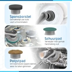 Qualitics Elektrische Schoonmaakborstel - Roterende Polijstmachine - Schrobborstel - Poetsmachine - Vloerreiniger Met 10 Opzetstukken -Huishoudelijke Artikelen Winkel 1200x1200 410