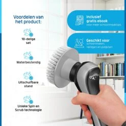 Qualitics Elektrische Schoonmaakborstel - Roterende Polijstmachine - Schrobborstel - Poetsmachine - Vloerreiniger Met 10 Opzetstukken -Huishoudelijke Artikelen Winkel 1200x1200 414